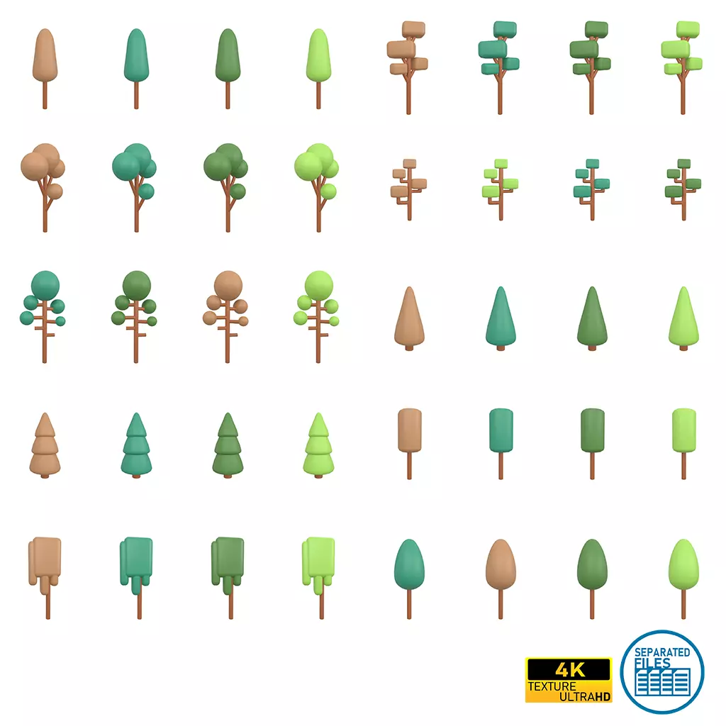 Cartoon Tree Mega Pack 01 Low-poly 3D model_0