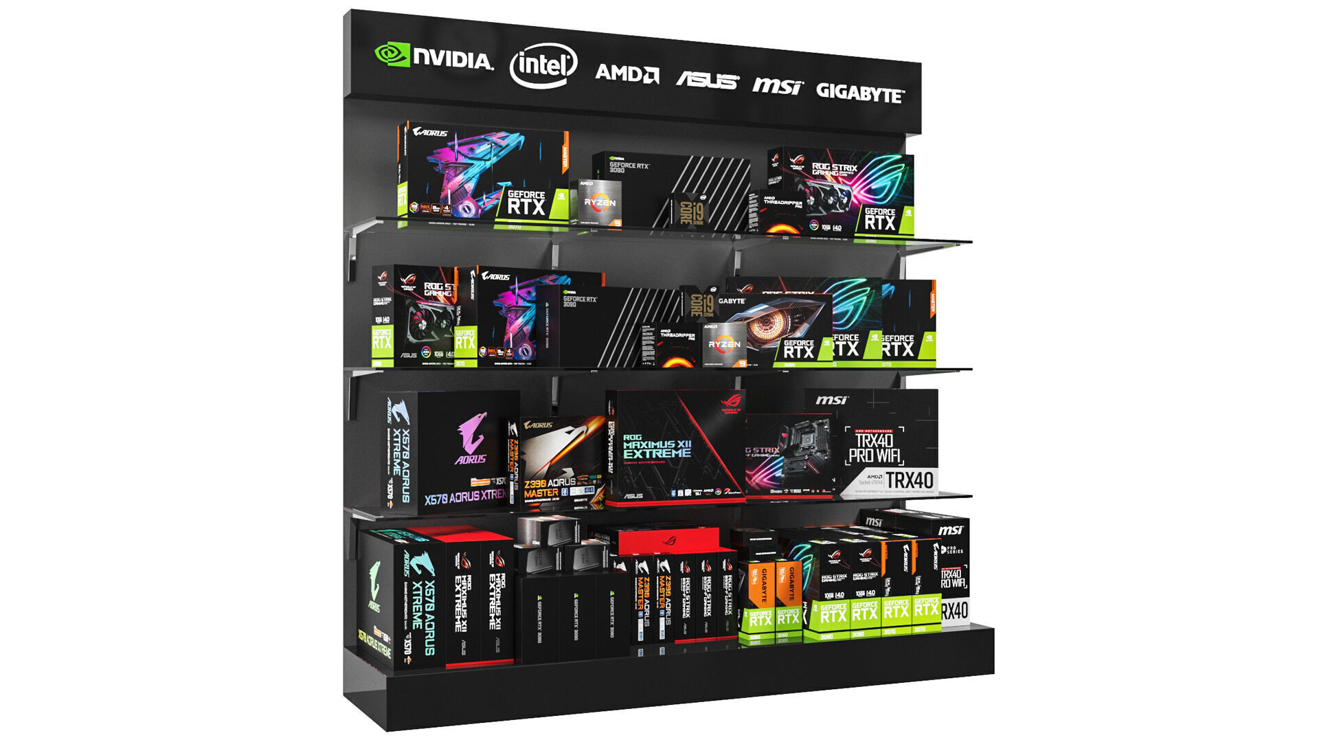 PC accessories showcase 3D model_1