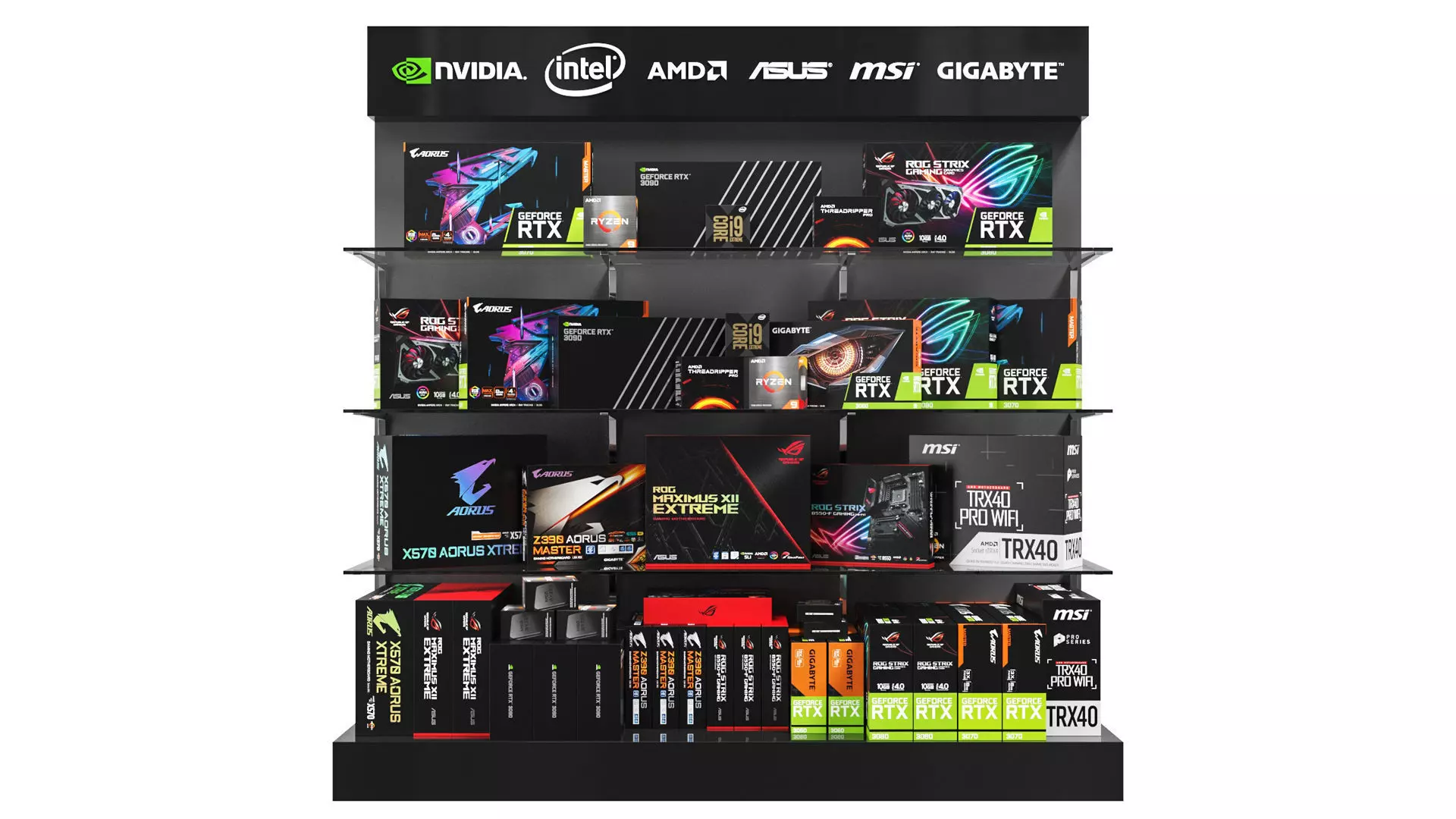 PC accessories showcase 3D model_0