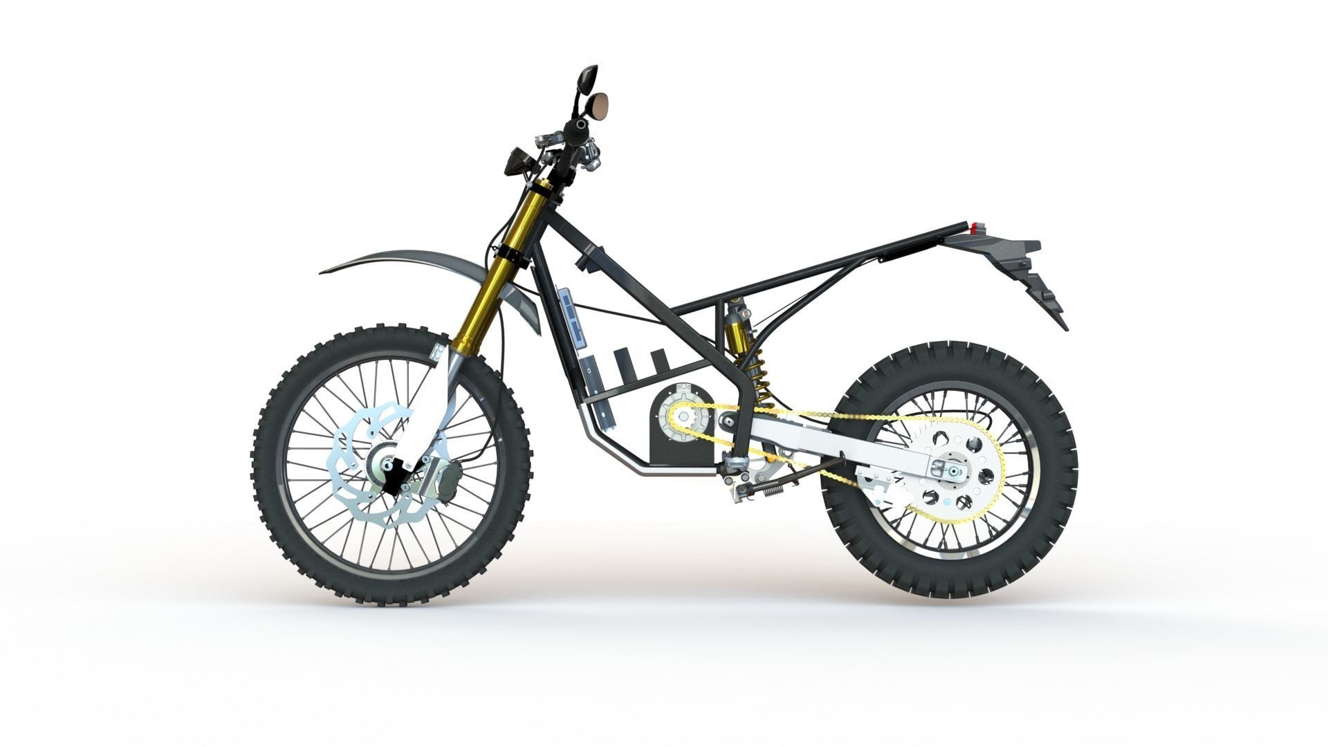 Electric motorcycle chassis for trail motorcross offroad 3D model_1