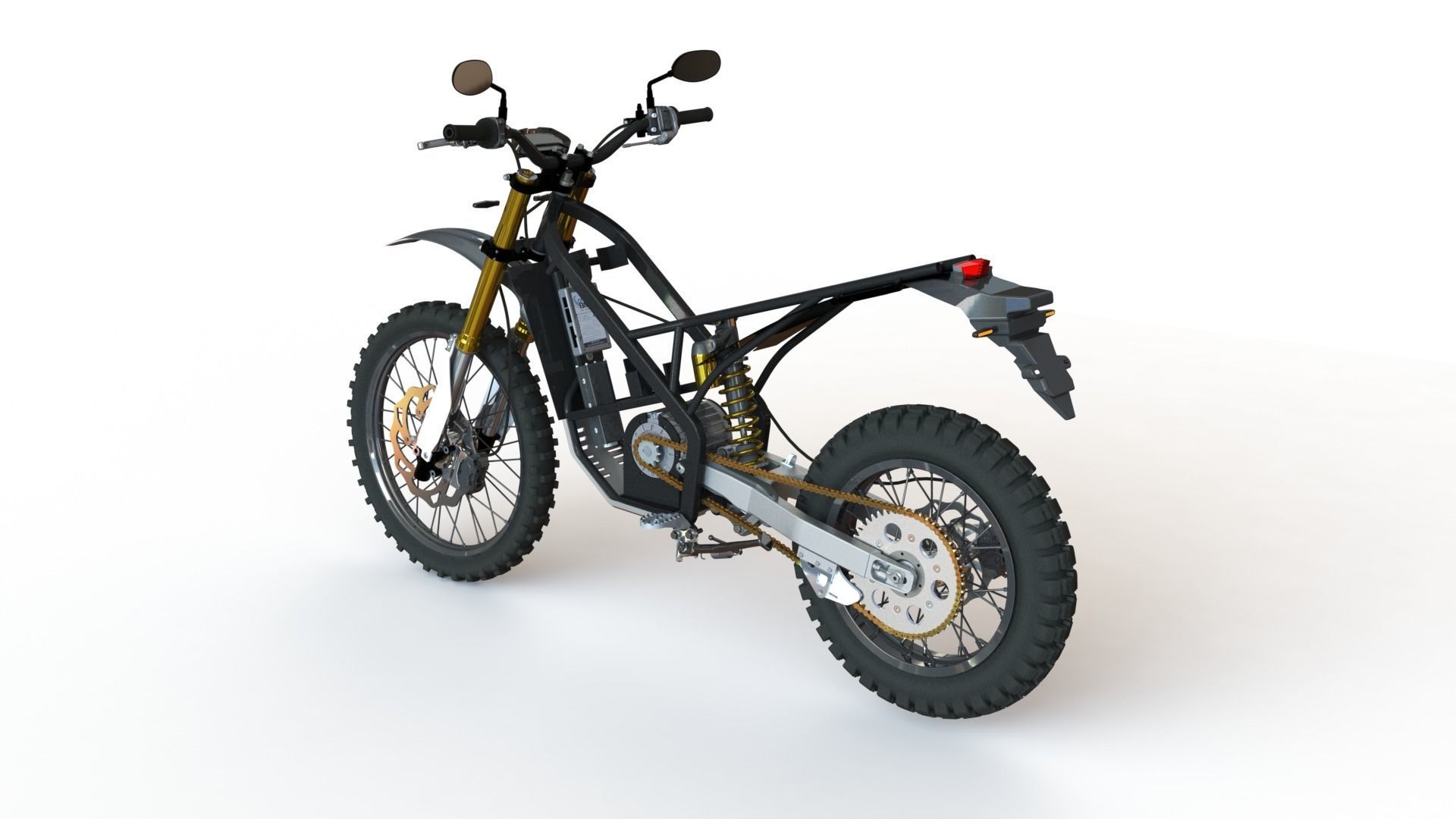 Electric motorcycle chassis for trail motorcross offroad 3D model_2