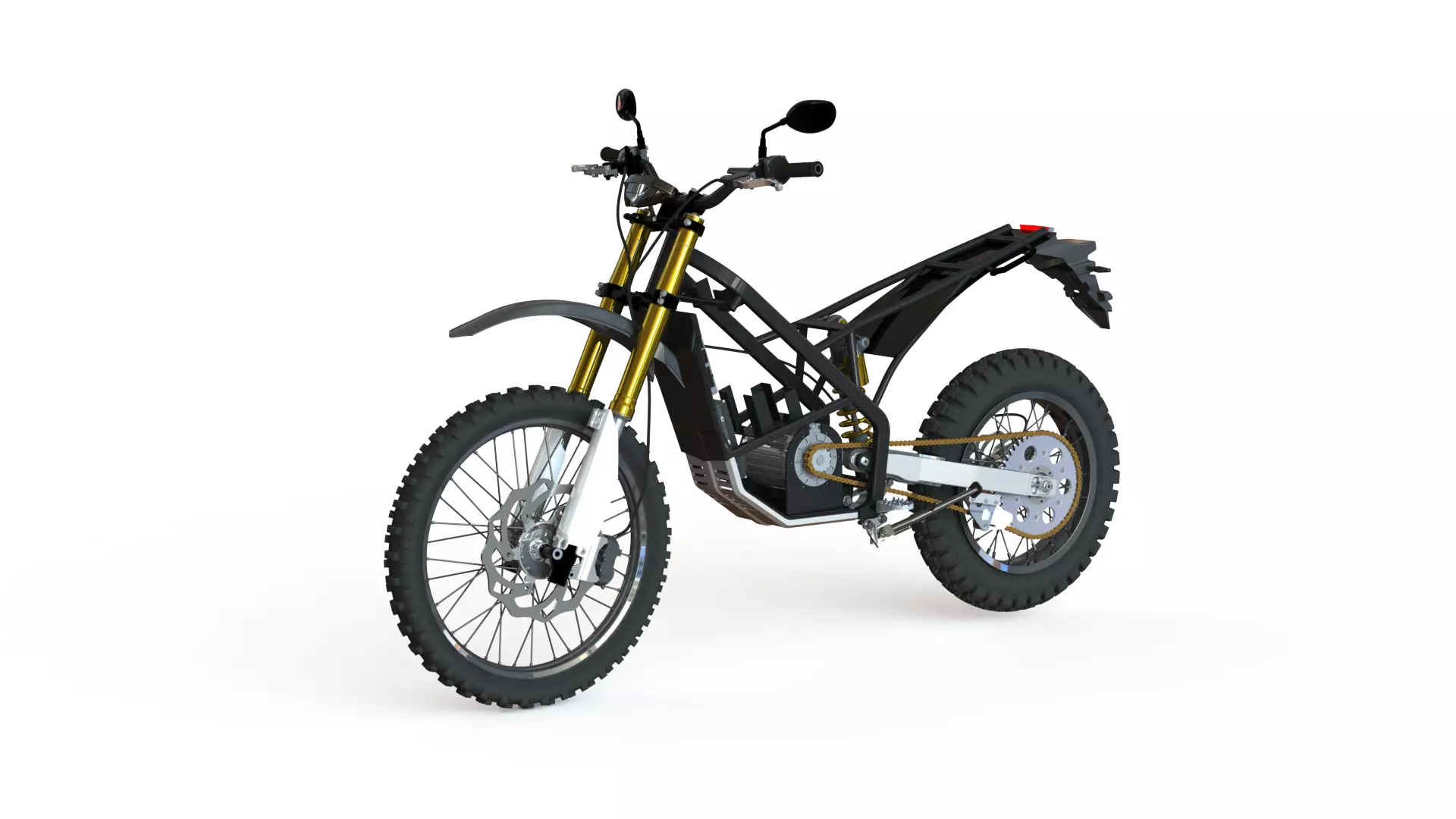 Electric motorcycle chassis for trail motorcross offroad 3D model_0