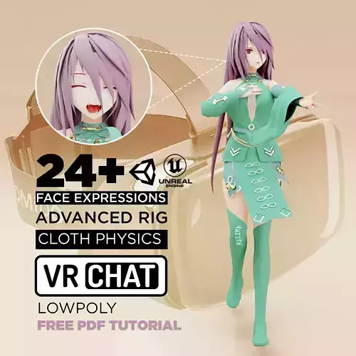 Royal Anime Girl Low-poly 3D model