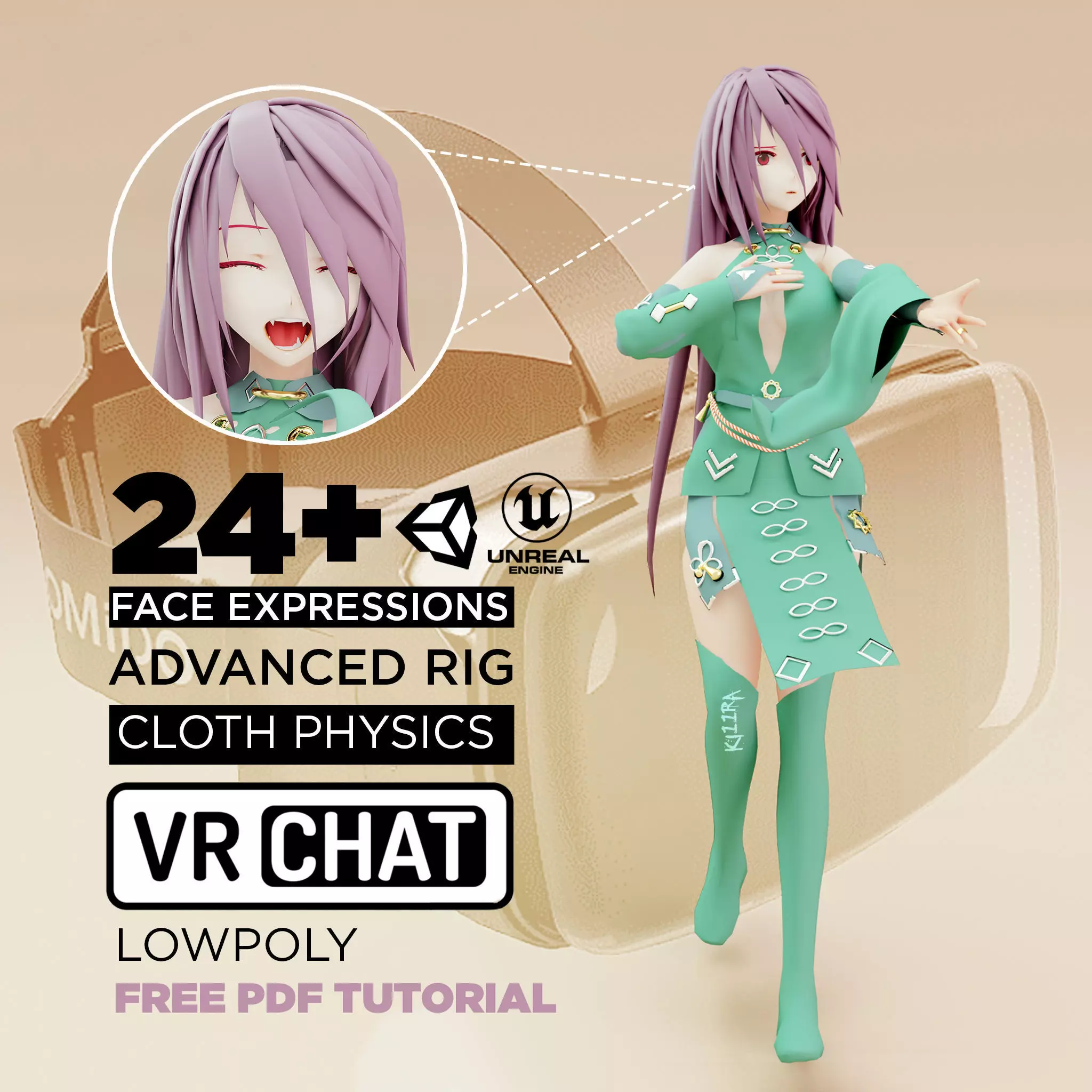 Royal Anime Girl Low-poly 3D model