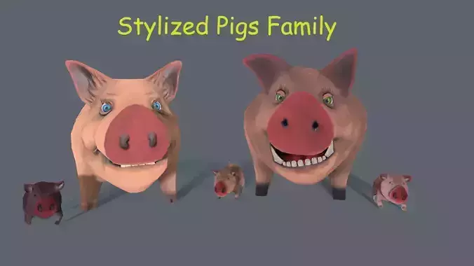 Stylized Piggy Family