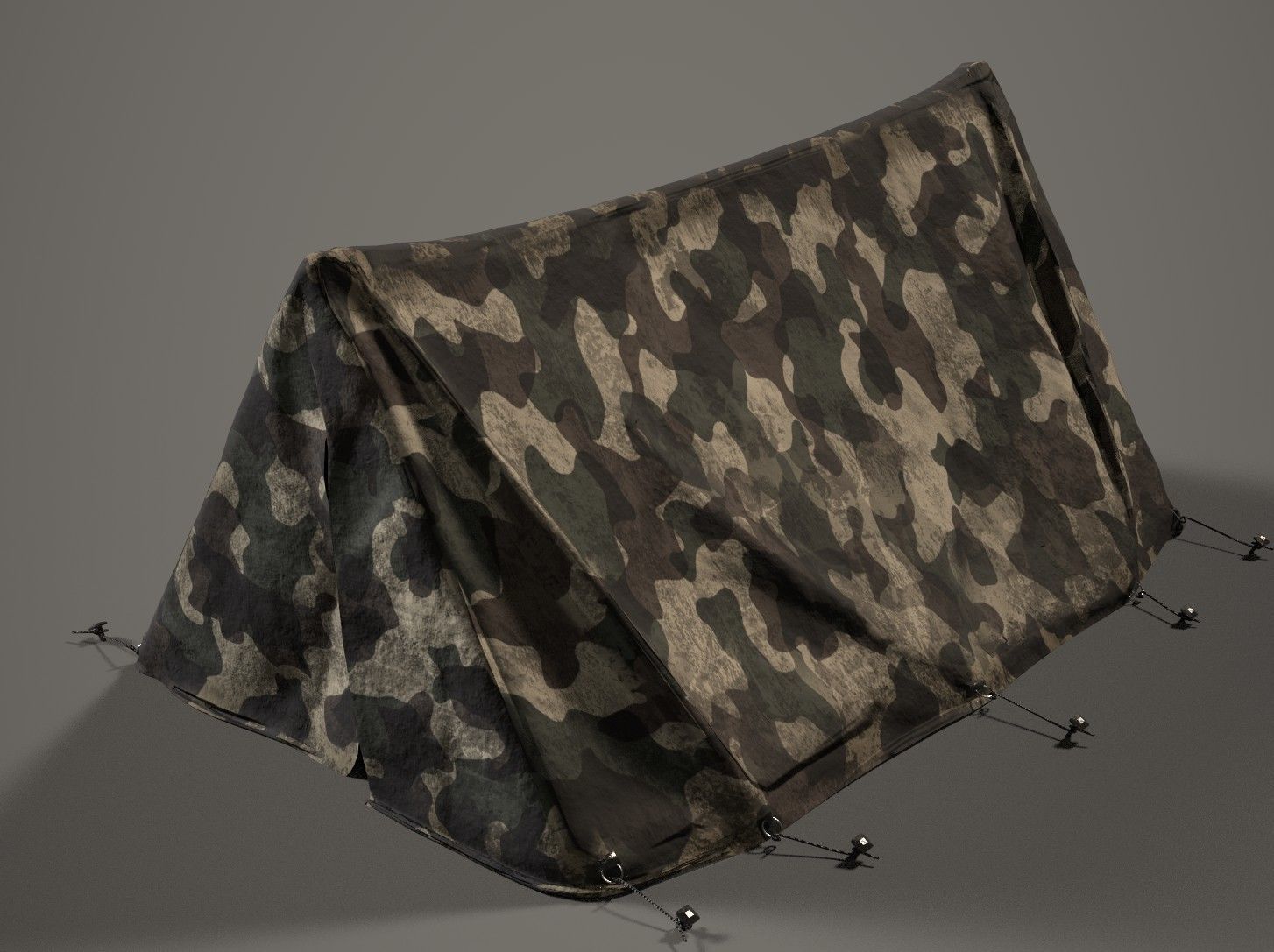 Army Tent Low-poly 3D model_2