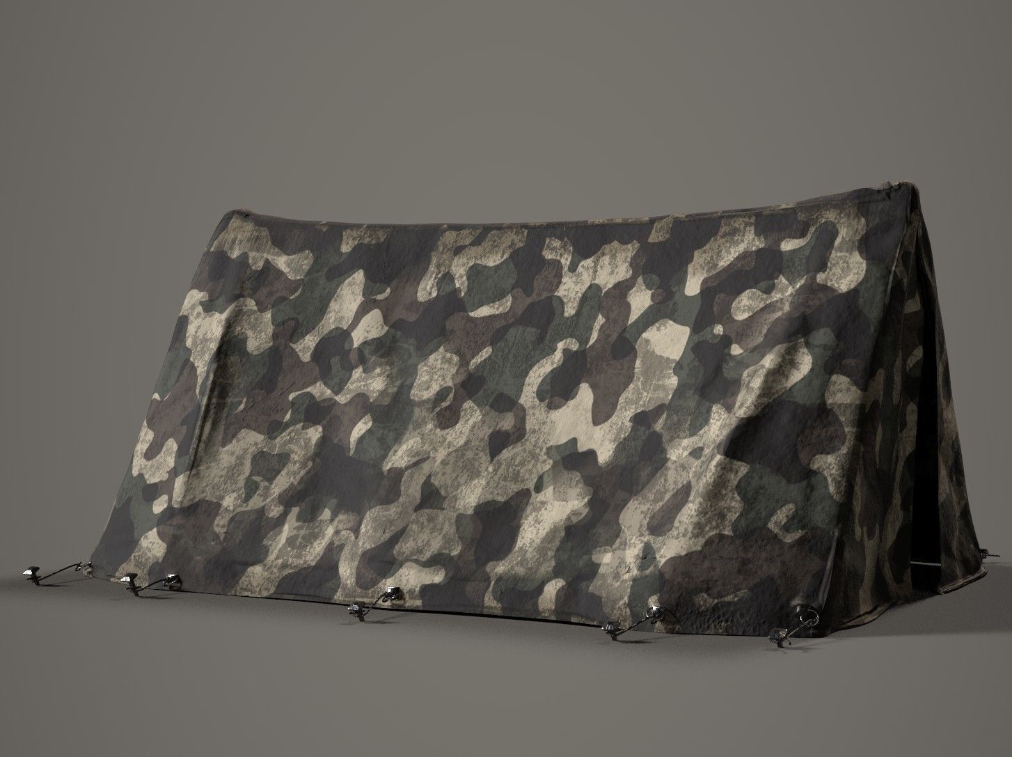 Army Tent Low-poly 3D model_8