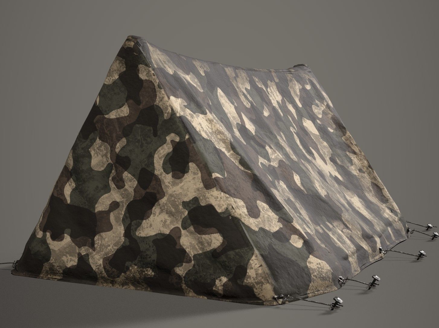 Army Tent Low-poly 3D model_7
