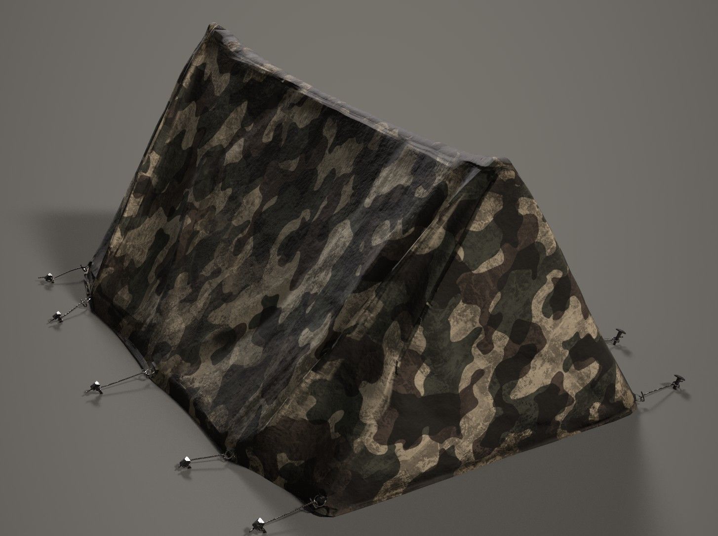 Army Tent Low-poly 3D model_5