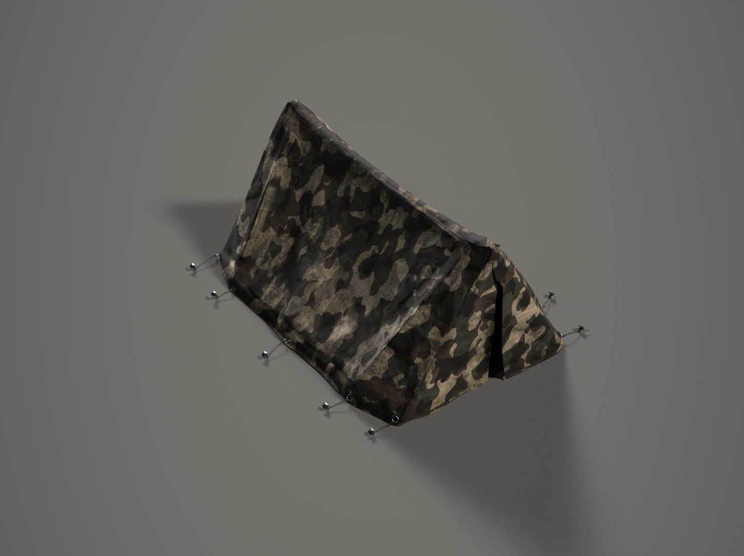 Army Tent Low-poly 3D model_9