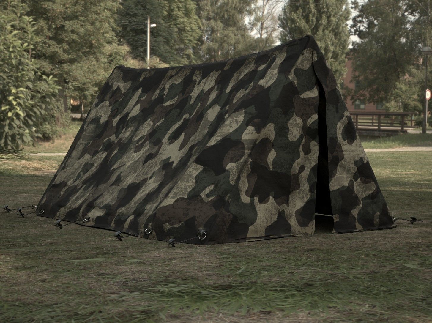 Army Tent Low-poly 3D model_11