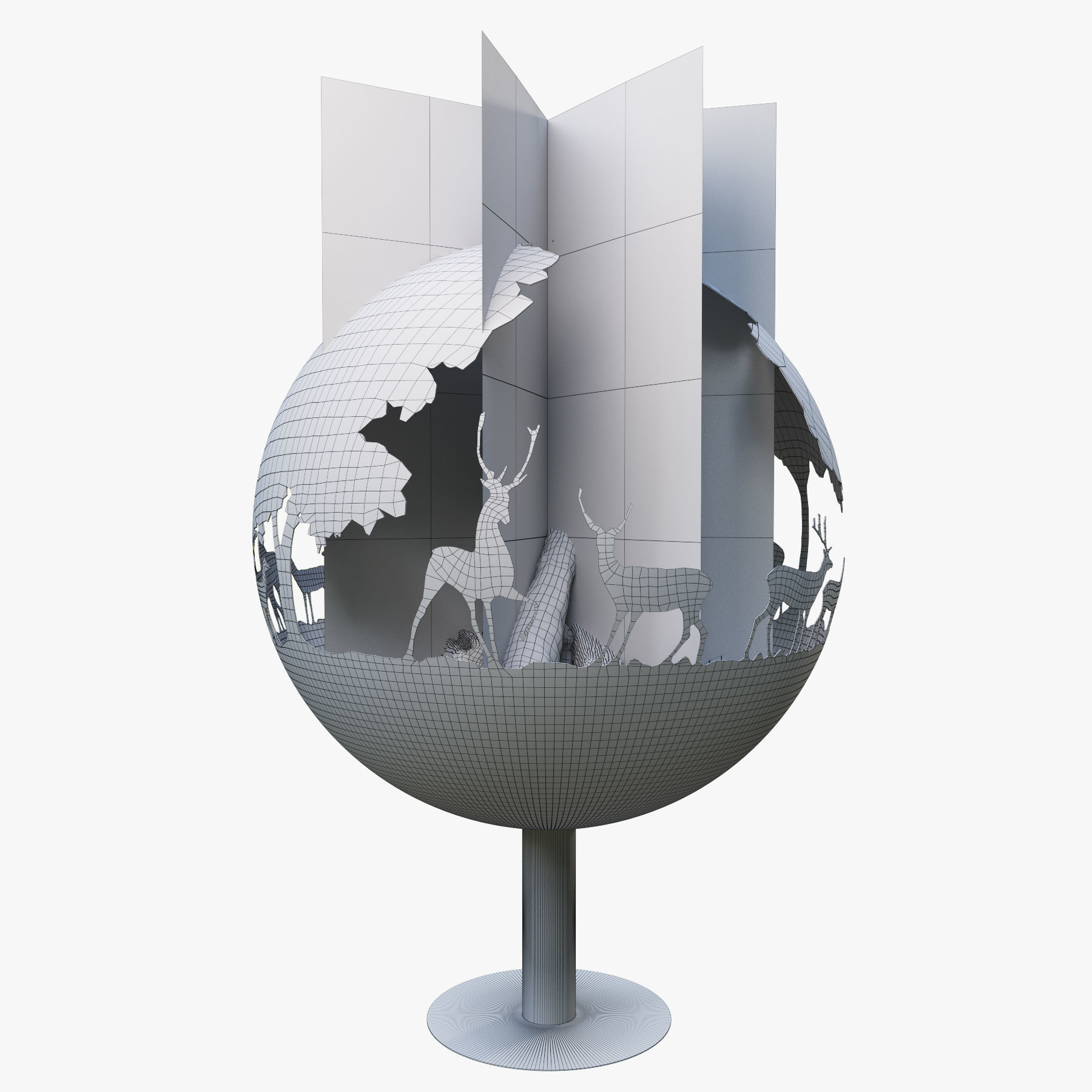 fireplace  Deer 3D model_2