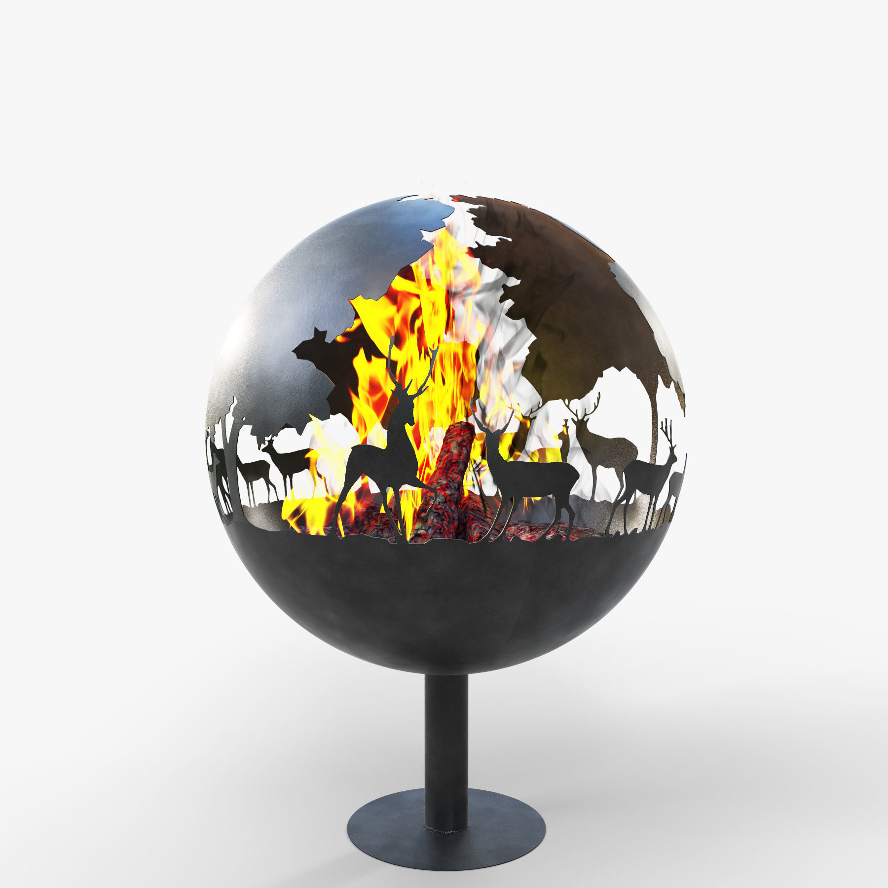 fireplace  Deer 3D model_1