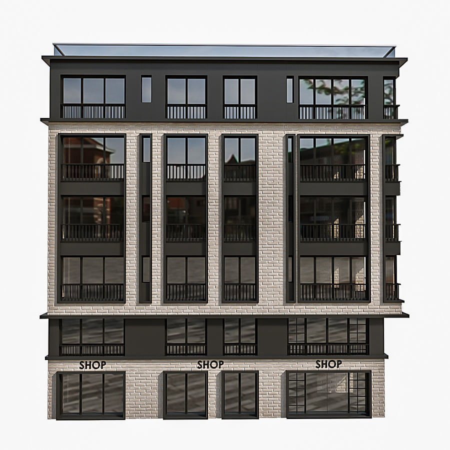 Modern Residential Building 21 3D model_3