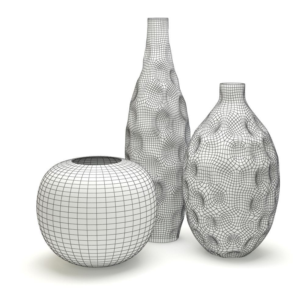 Black Vases set 3D model_3