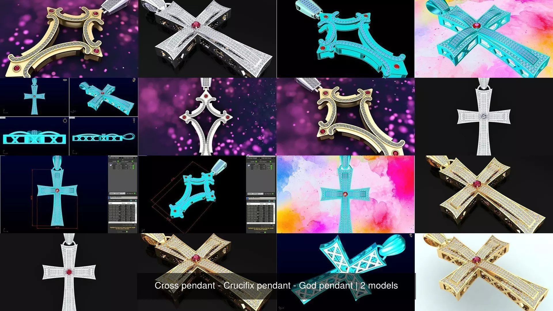 Cross pendant - Crucifix pendant - God pendant 3D Model Collection_0