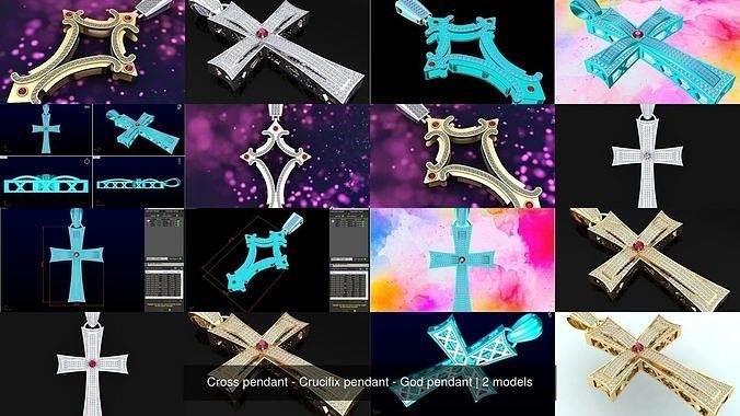 Cross pendant - Crucifix pendant - God pendant 3D Model Collection