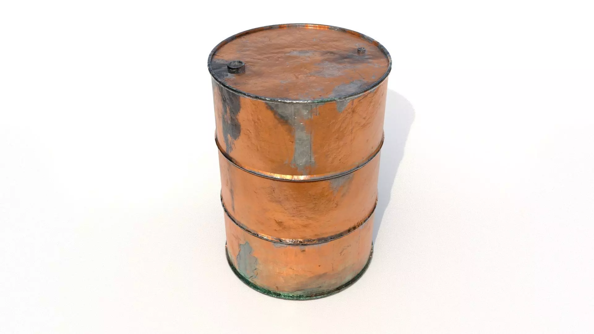 Rusty metal oil barrel 3D model_0