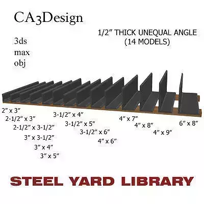 1 2in Thick Unequal Angle 3D model