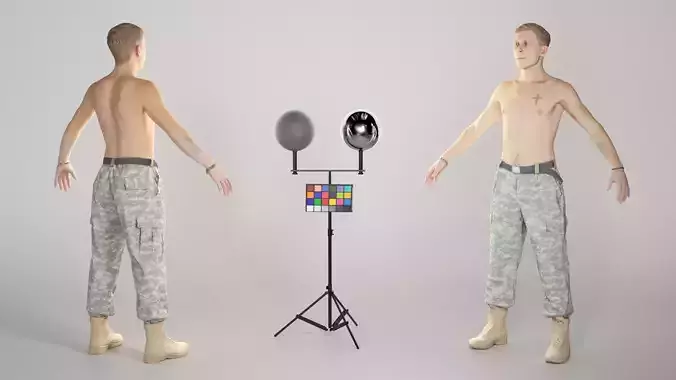 Shirtless soldier ready for animation 322