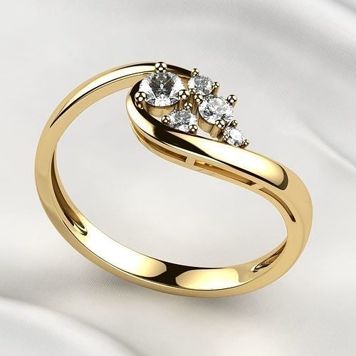 Gems Bunch Gold Ring 3D print model
