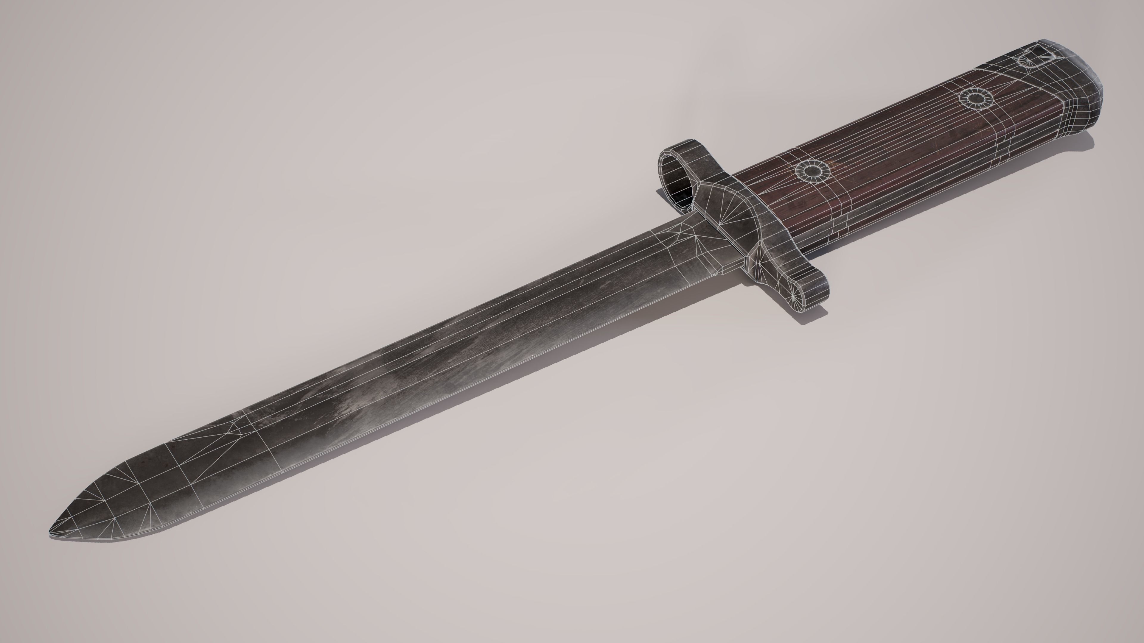 WW2 Italian Carcano M38 Bayonet Low-poly 3D model_8