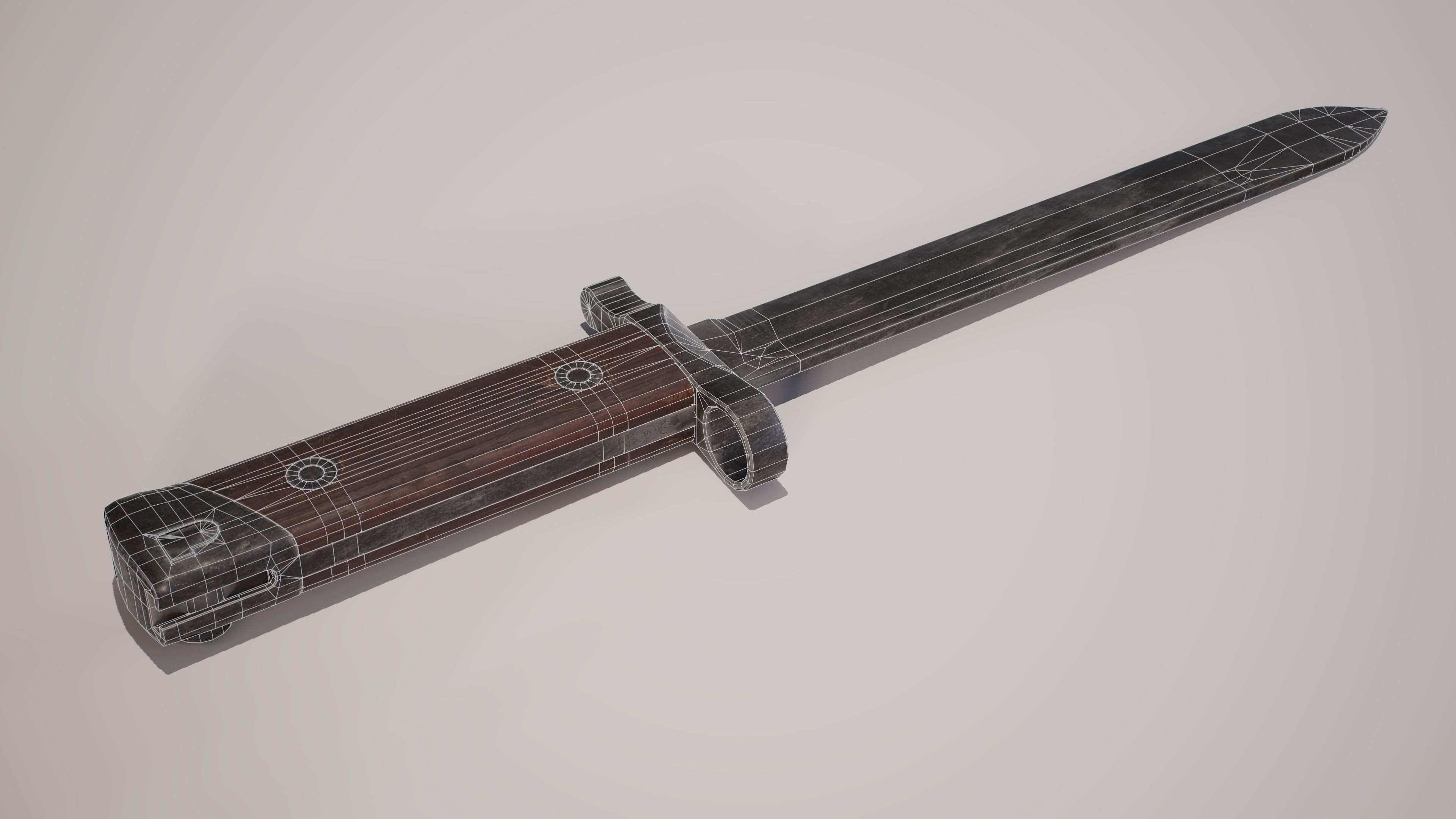 WW2 Italian Carcano M38 Bayonet Low-poly 3D model_6