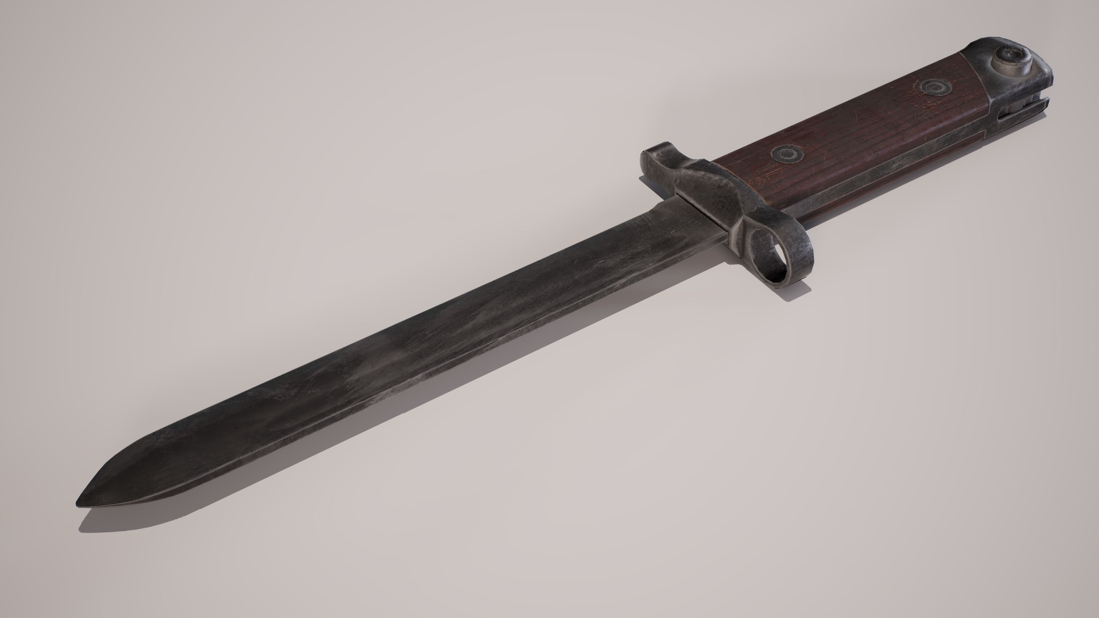 WW2 Italian Carcano M38 Bayonet Low-poly 3D model_3