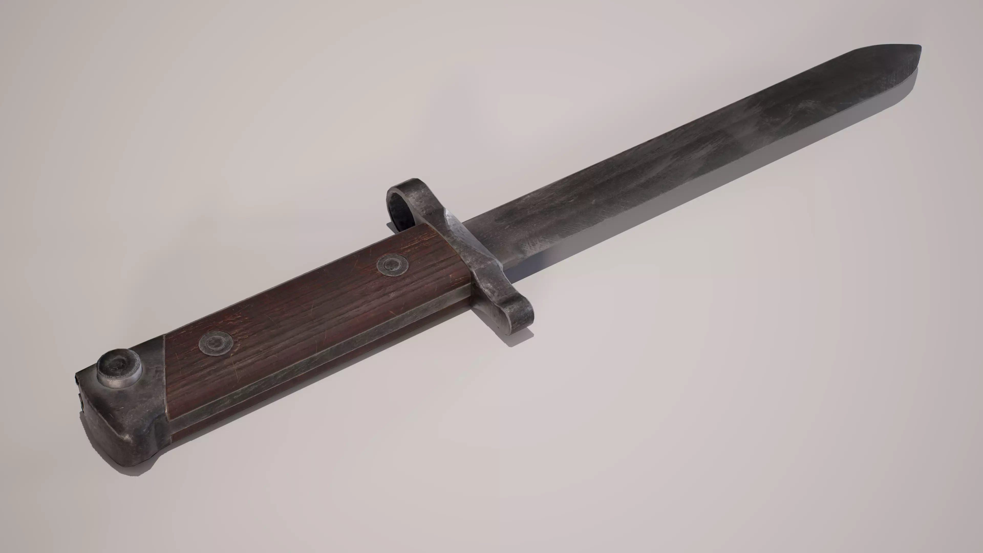 WW2 Italian Carcano M38 Bayonet Low-poly 3D model_0