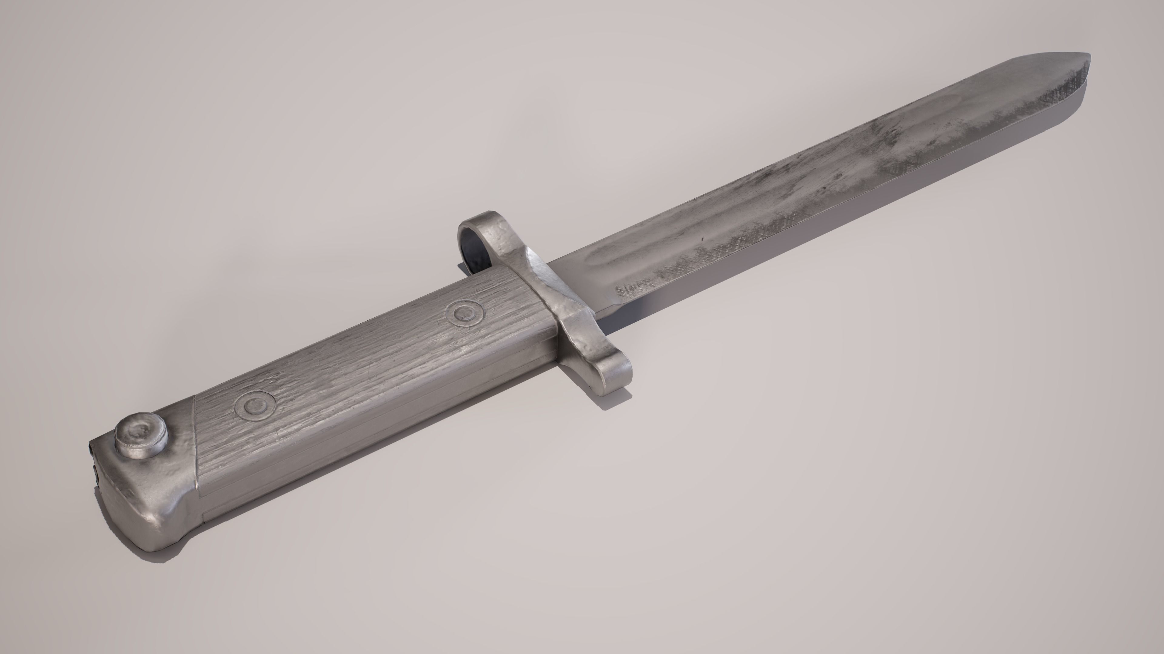 WW2 Italian Carcano M38 Bayonet Low-poly 3D model_13