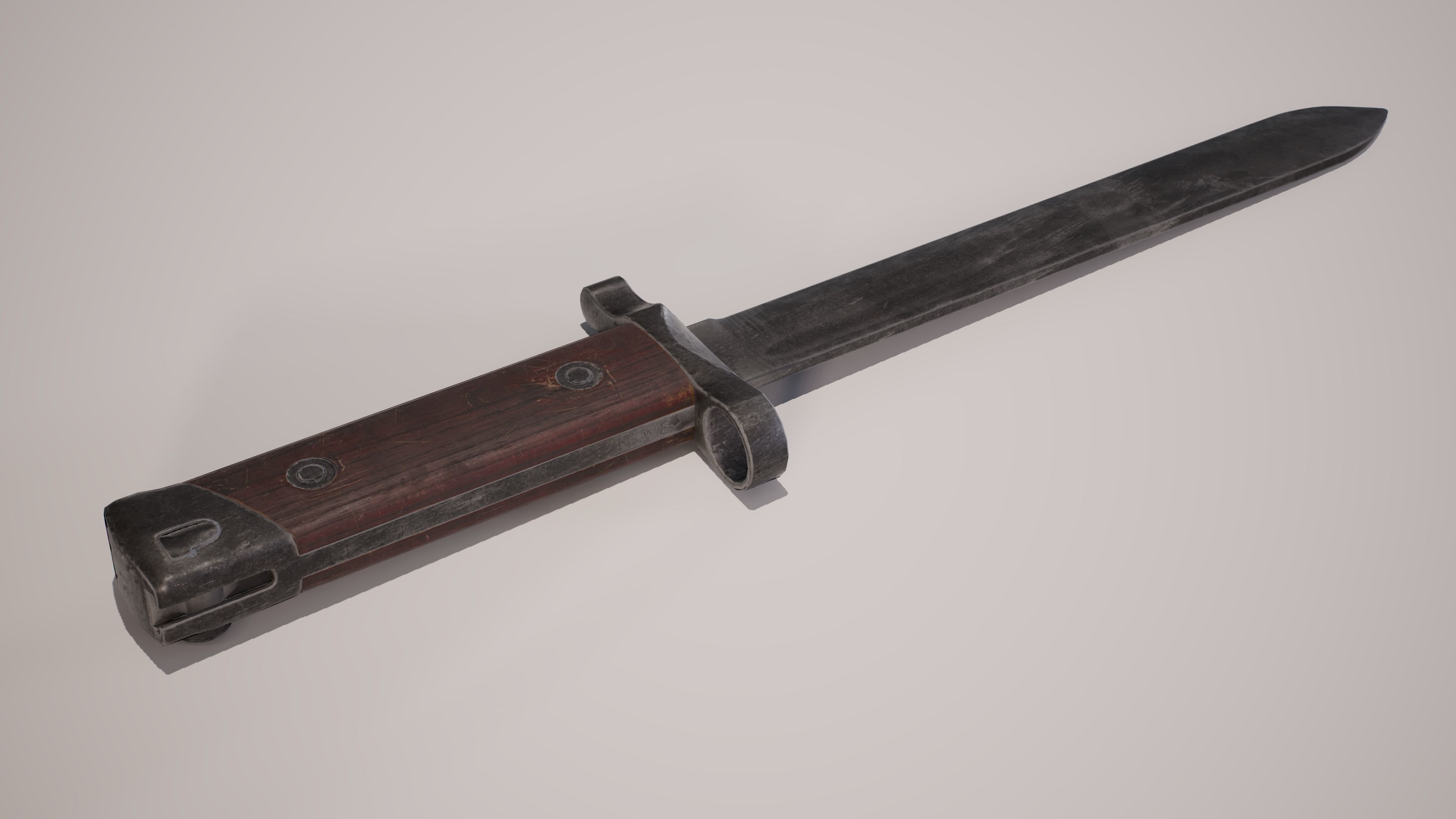 WW2 Italian Carcano M38 Bayonet Low-poly 3D model_5