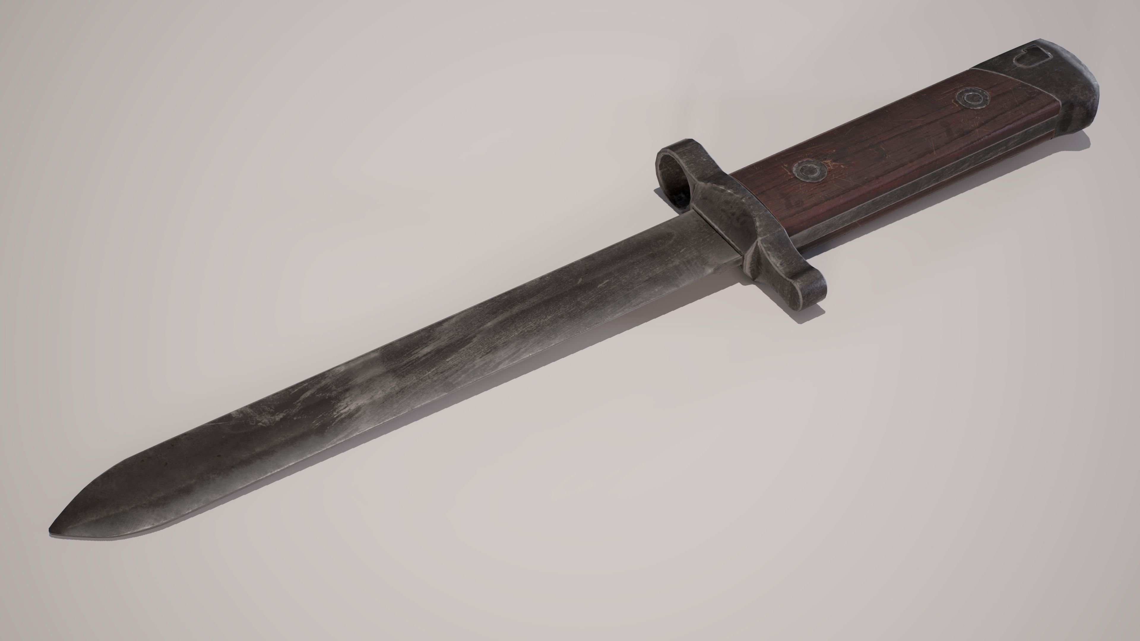 WW2 Italian Carcano M38 Bayonet Low-poly 3D model_7