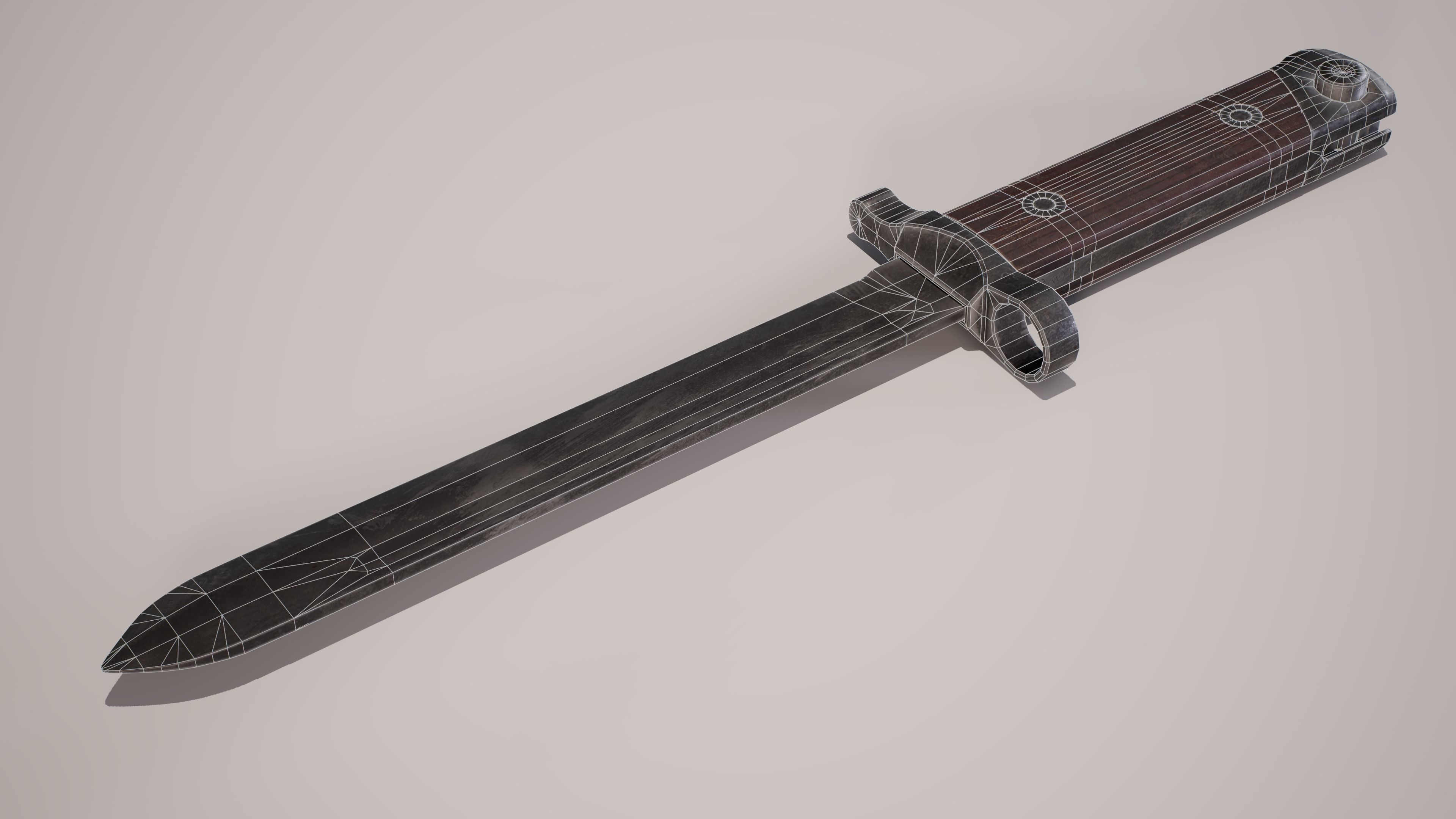 WW2 Italian Carcano M38 Bayonet Low-poly 3D model_4