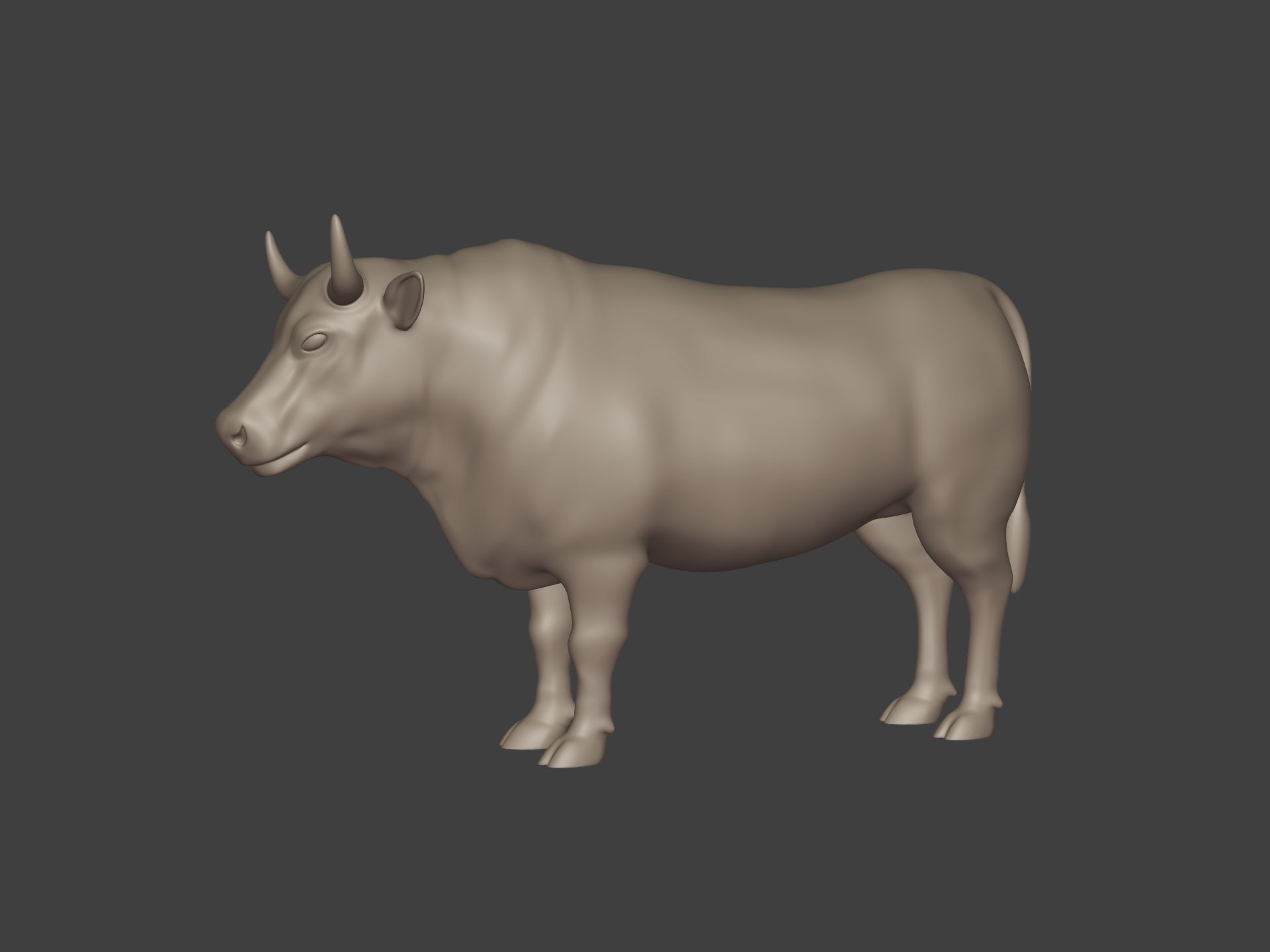 Bull Statue Low-poly 3D model_1
