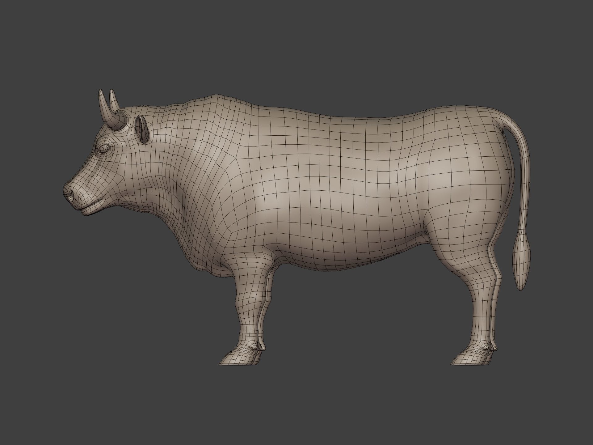 Bull Statue Low-poly 3D model_4