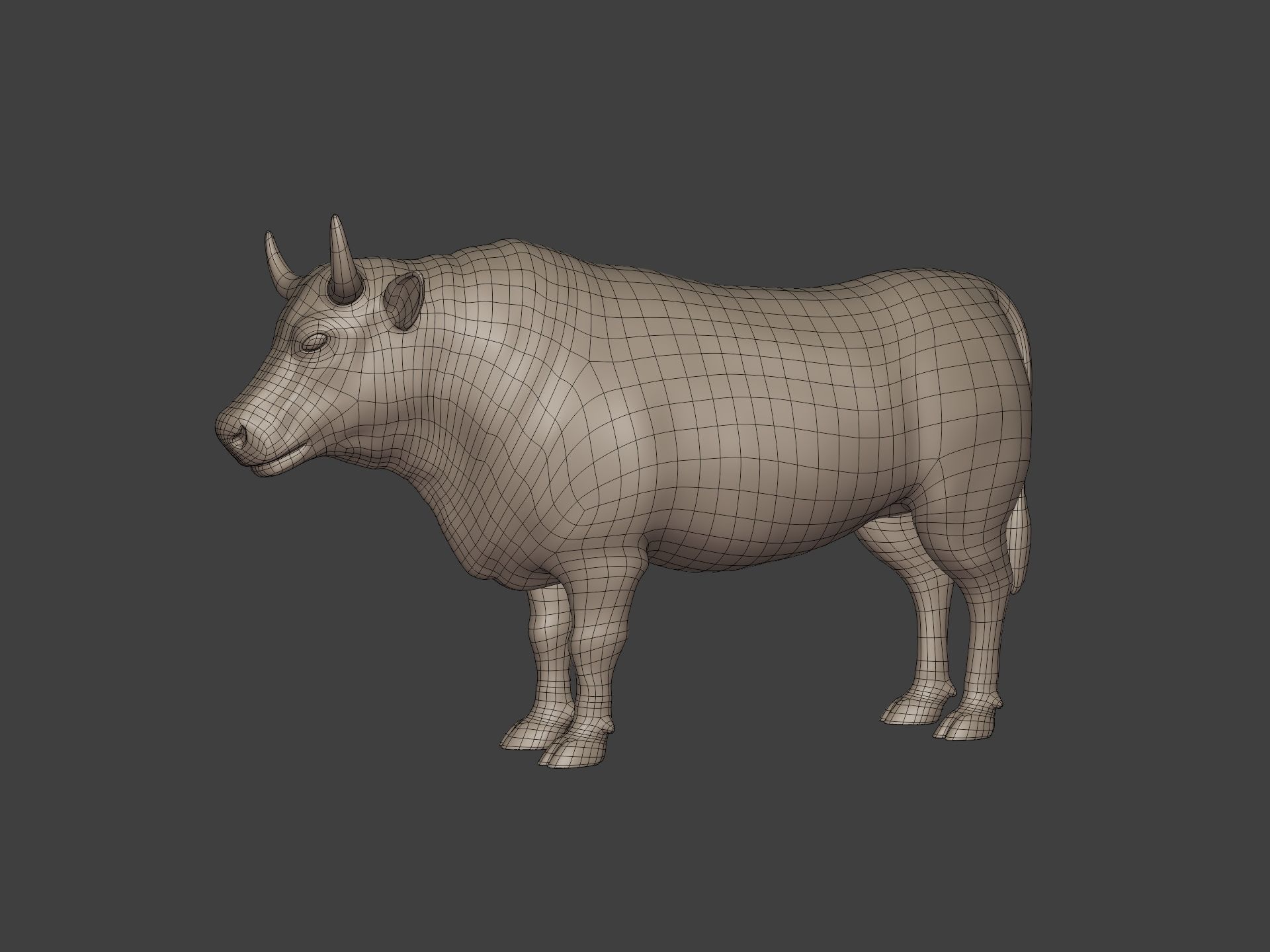 Bull Statue Low-poly 3D model_2