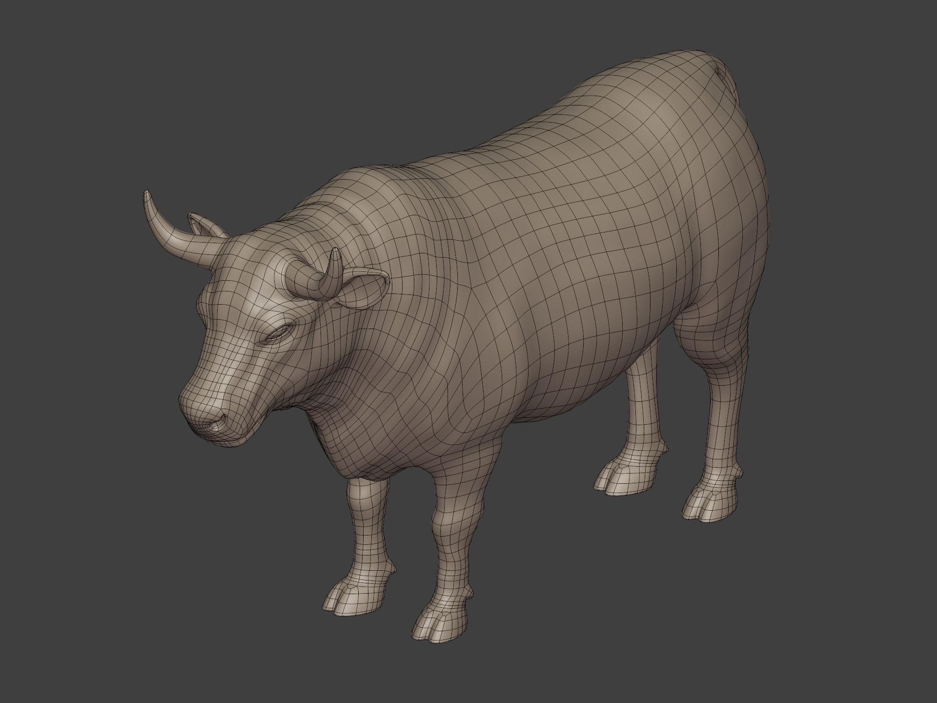 Bull Statue Low-poly 3D model_8