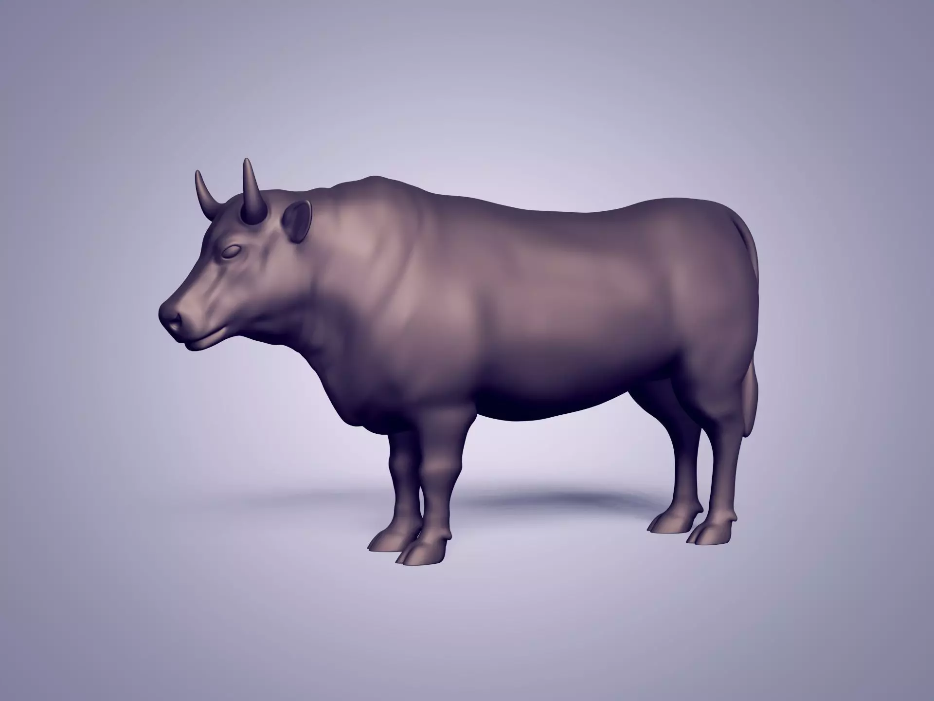 Bull Statue Low-poly 3D model_0
