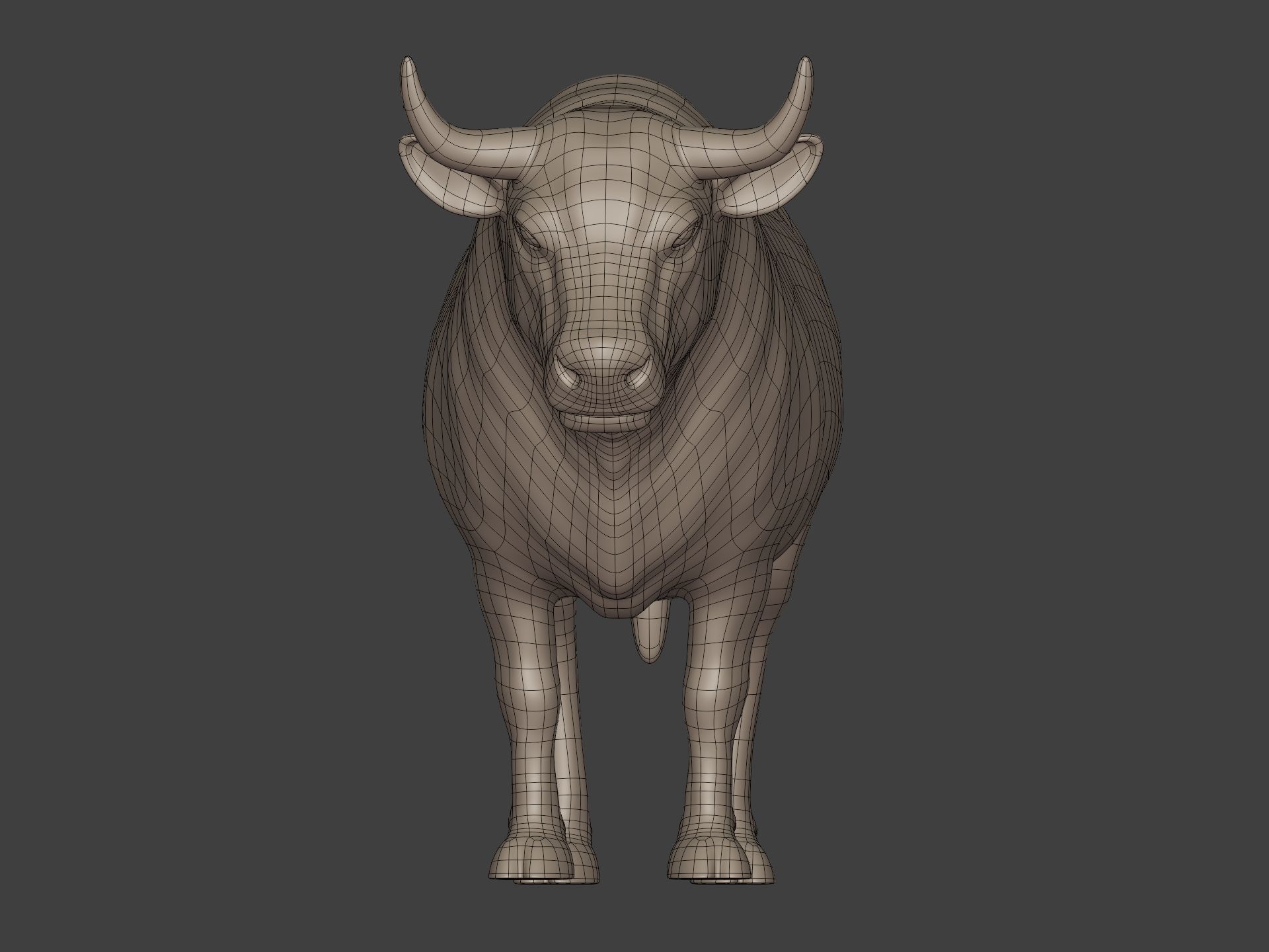 Bull Statue Low-poly 3D model_6