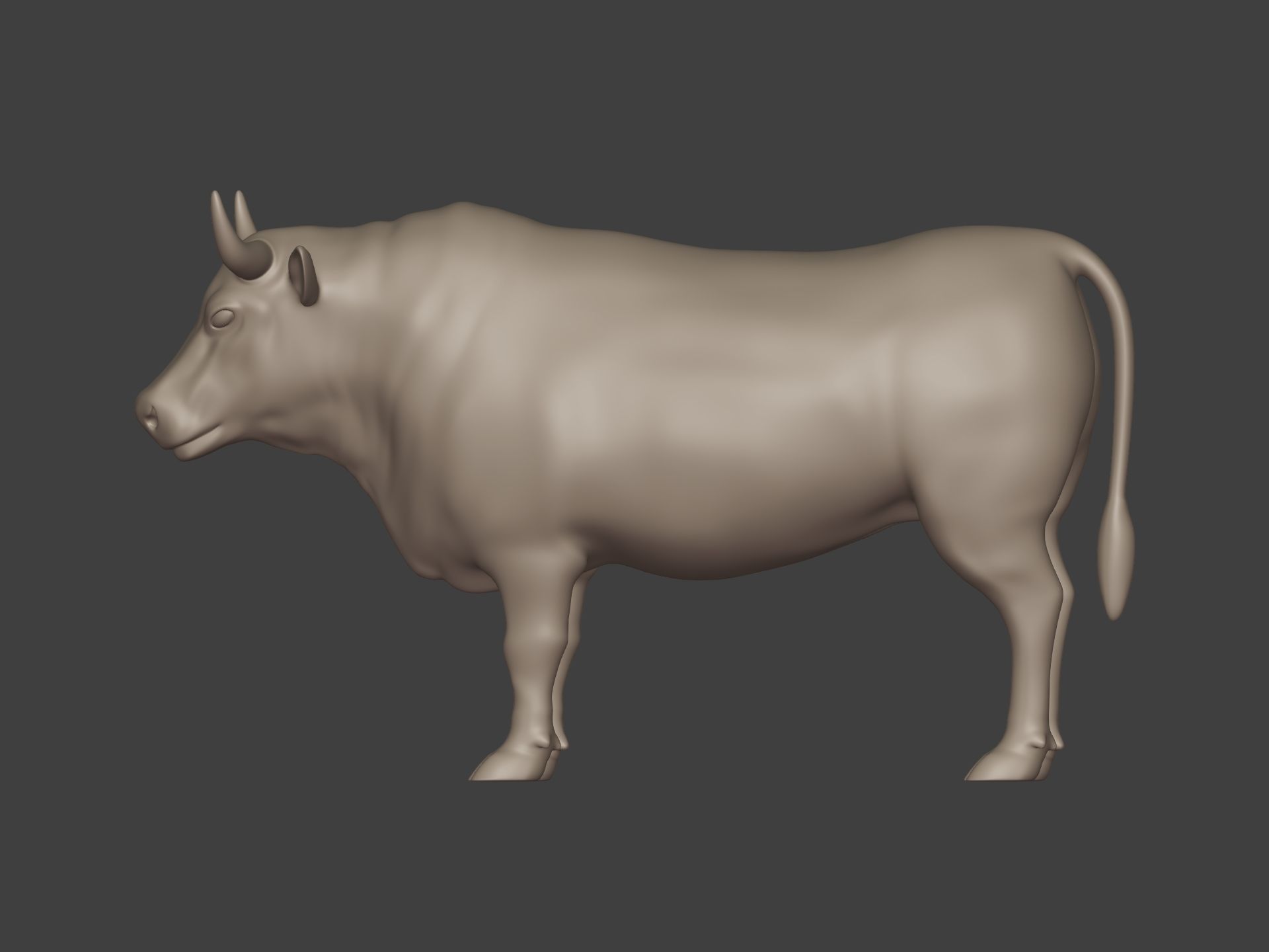 Bull Statue Low-poly 3D model_3