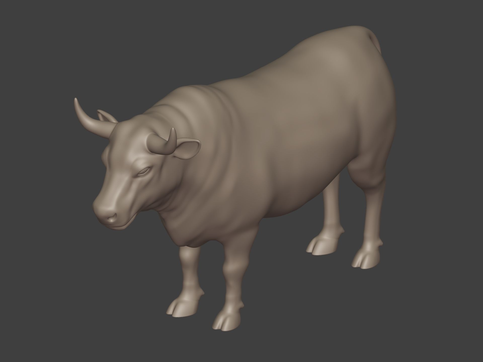 Bull Statue Low-poly 3D model_7