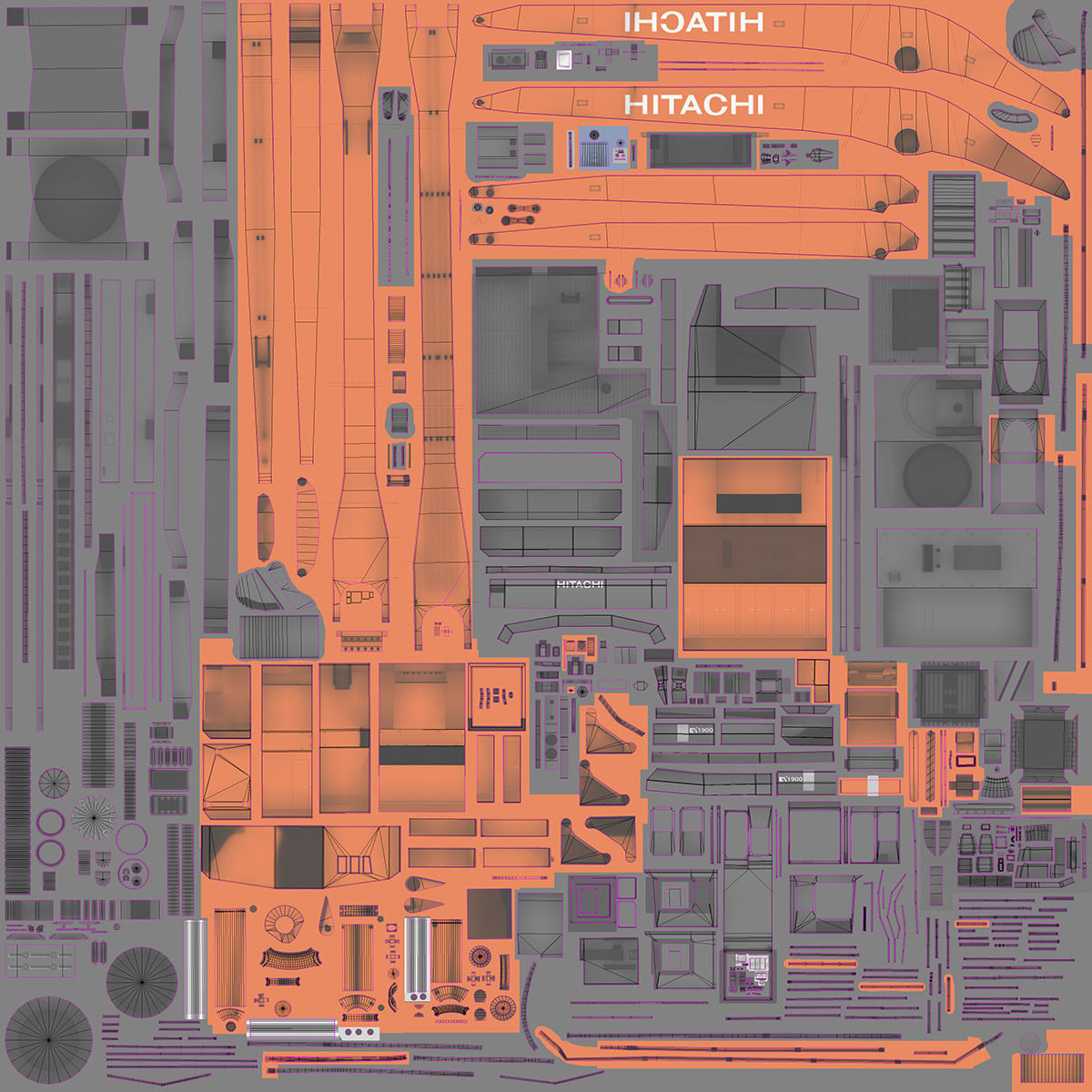 Hitachi EX1900 Low-poly 3D model_19