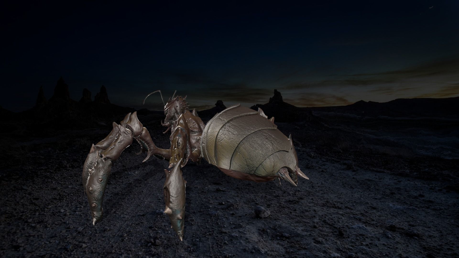 Low poly game model Ant Queen Low-poly 3D model_2