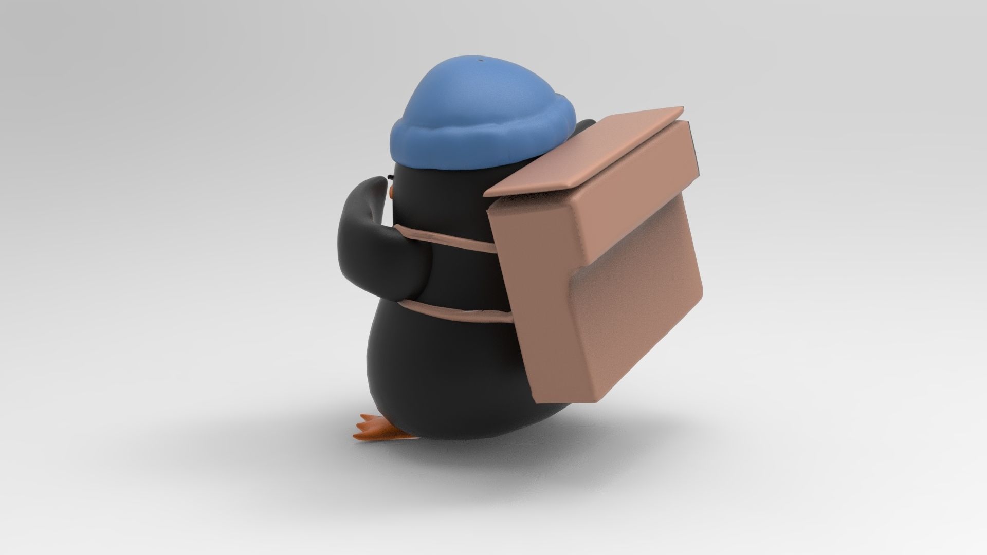 Penguin in hat 3D print model_2