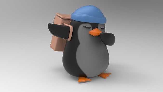 Penguin in hat Low-poly 3D print model