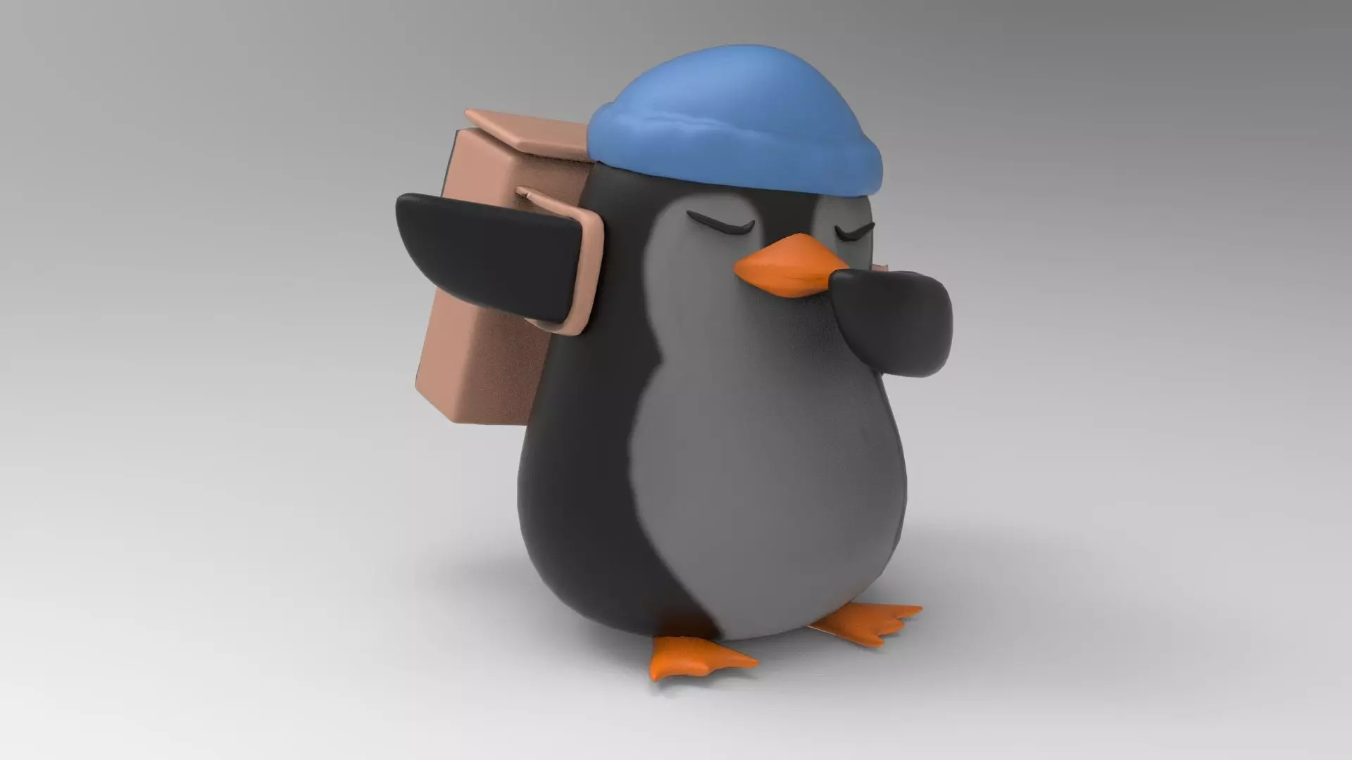 Penguin in hat 3D print model_0