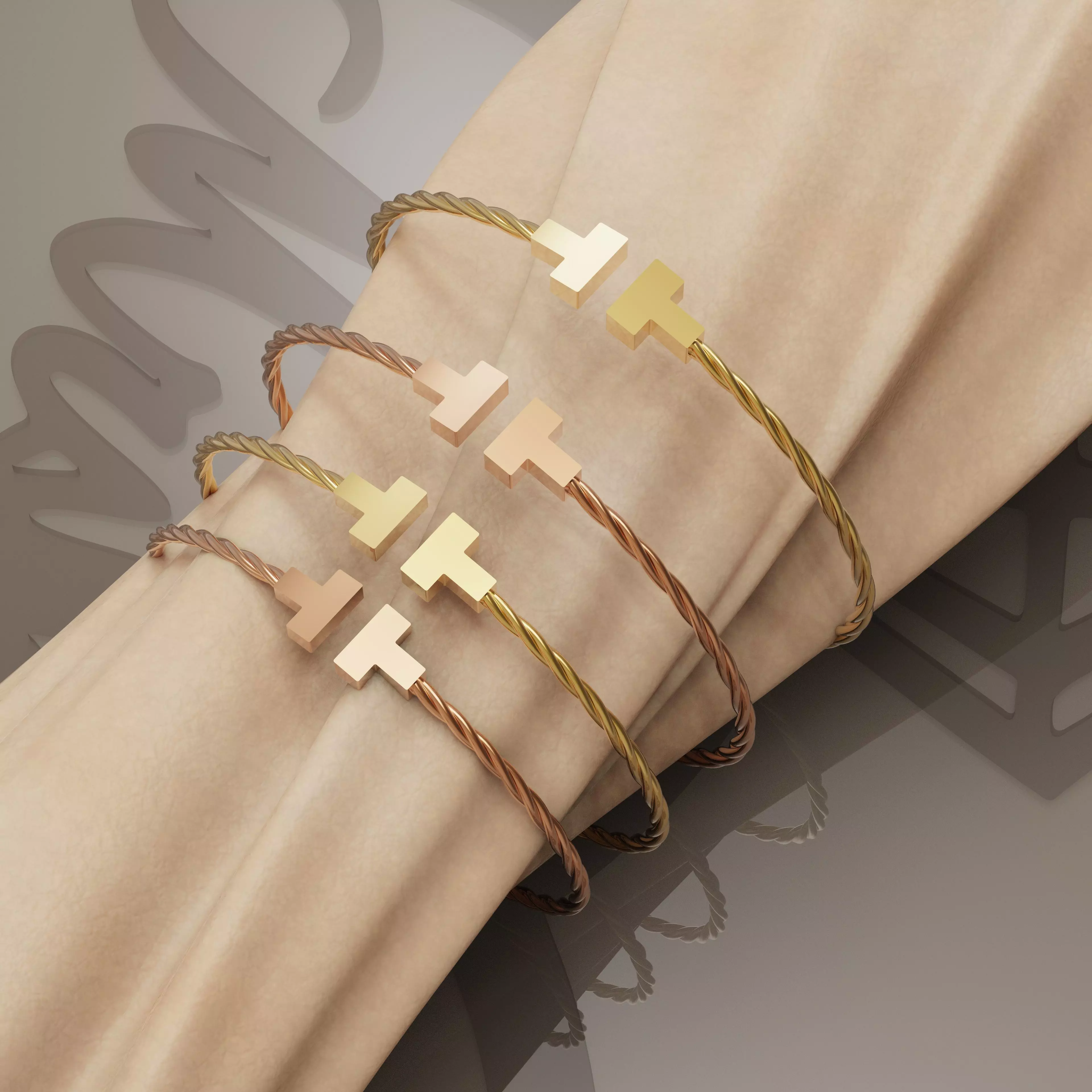 Bracelet and Ring set 3D print model