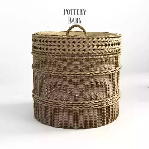 Pottery barn Lidded Barrel Basket