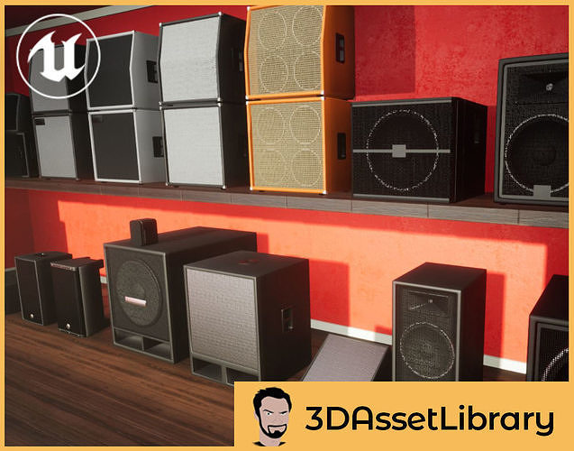 Speakers Vol 1 For Unreal Low-poly 3D model