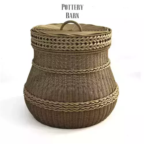 Pottery barn Lidded Barrel Basket